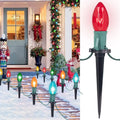 51.5 Christmas Stakes Feet C9 Light (2Sets) Walkway Yard Driveway Christmas Outdoor Lights ALLJOY Patio Pathway