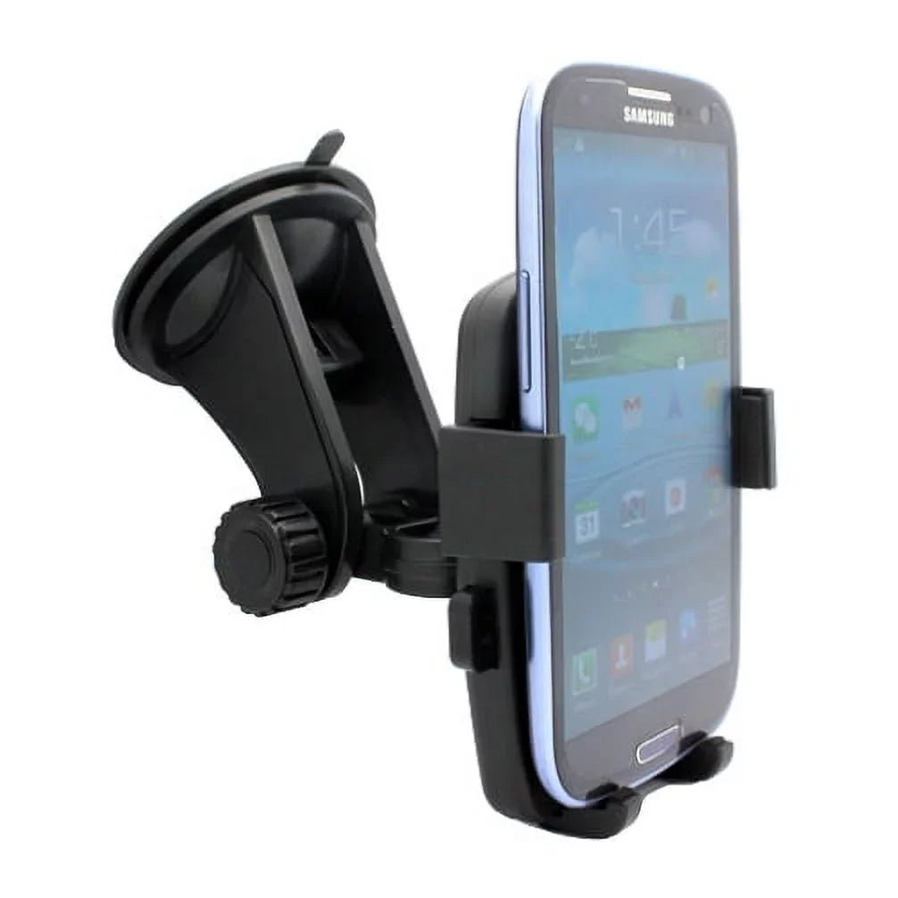 2 Rotating Mega Phone S6 Sport S5 Stand Cradle LTE Glass S906L Dock Mount Holder 2 Galaxy Window Suction Easy Car Active Samsung for Mini Active, (SM-G860P) Windshield On5 Black S4, Note Prevail ALW