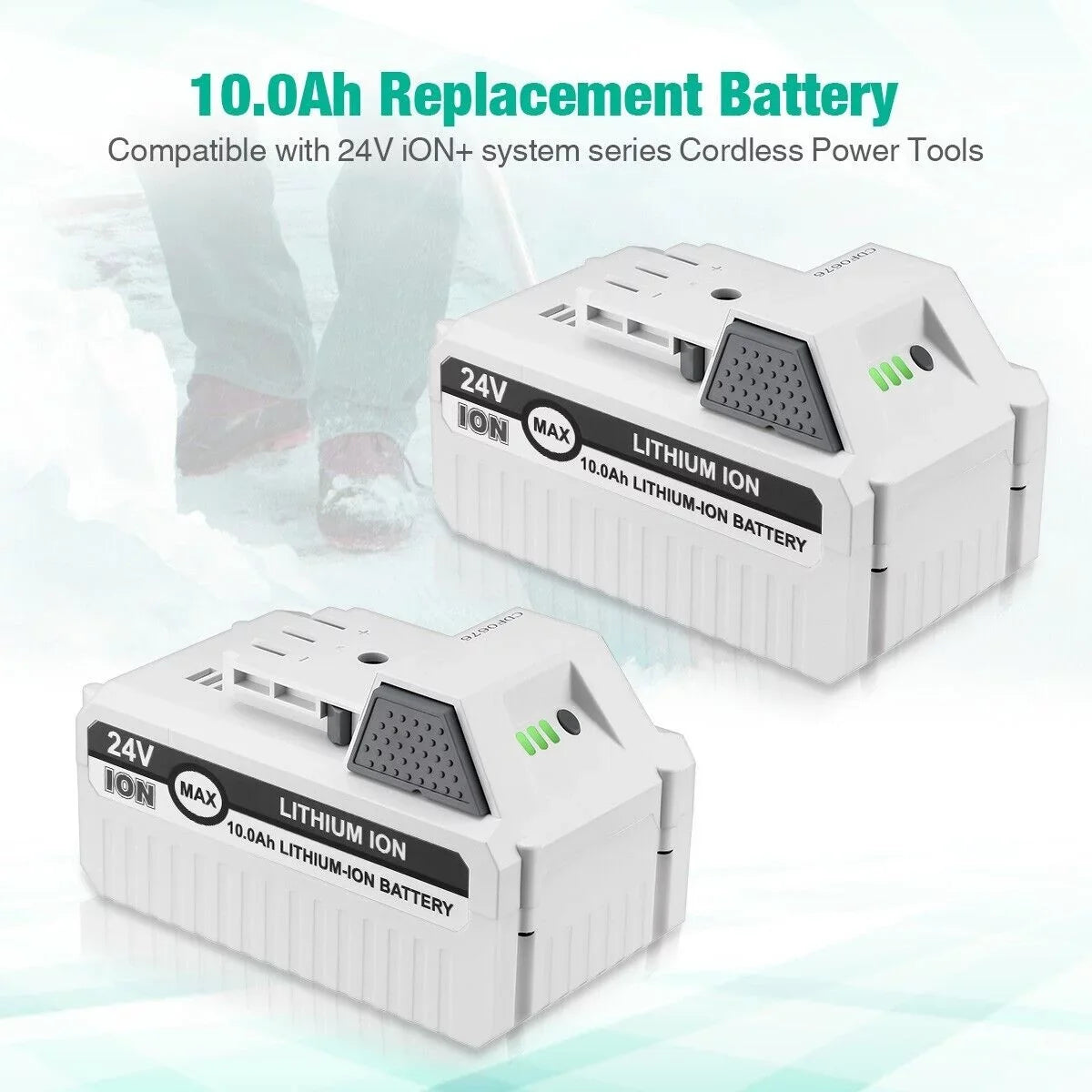 2Packs Joe Joe iON+ 24VBAT-LTE Blower Li-ion for Battery 24VBAT-LT 24V 10000mAh Battery All 24VBAT-LTW 24V Sun Snow Compatible with 24VBAT iON+ System for Joe and 24V-X2-SB18 Snow 24VBAT-LTX Cordless