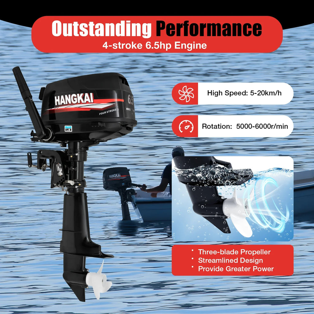Cylinder Ignition Max Motor Cooling System Water Single 6.5HP 6000r/min 123CC with Duty & Outboard Boat Anqidi Engine Stroke 4 CDI Control Tiller Heavy