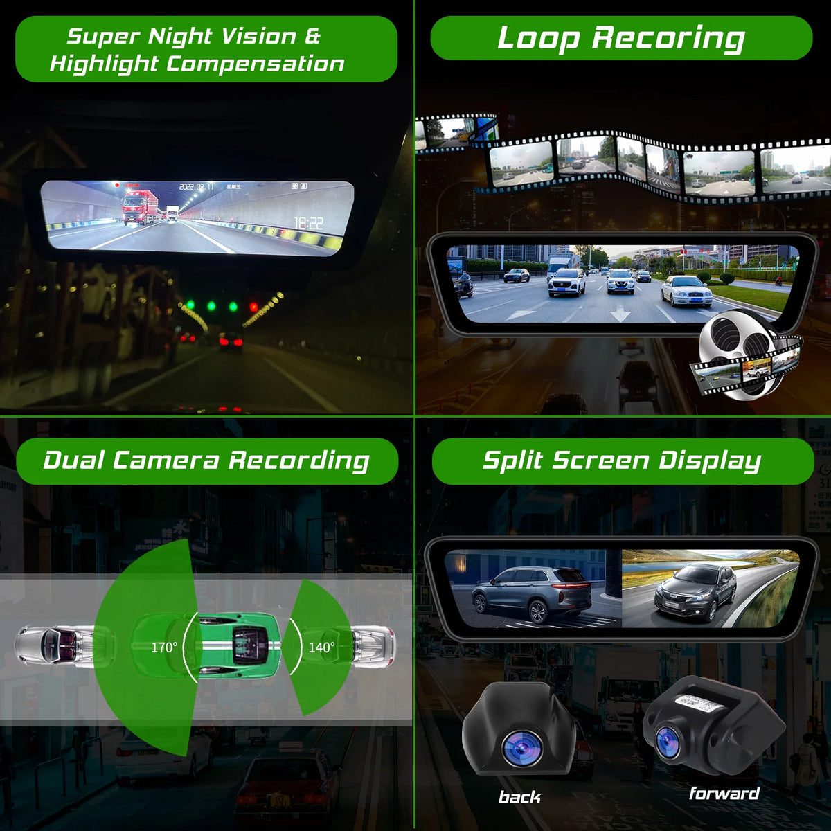 Dash Truck Rear Smart 9.35 Touchscreen Mirror Front View inch HD Rear 1080P Camera Streaming Full Dual Back View Cameras Camera Car