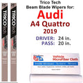 2019 2) Quattro of Audi Beam Blade (Set A4 Wipers