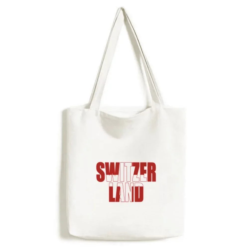 Shopping Canvas Tote Flag Handbag Casual Bag Country Switzerland Satchel Name