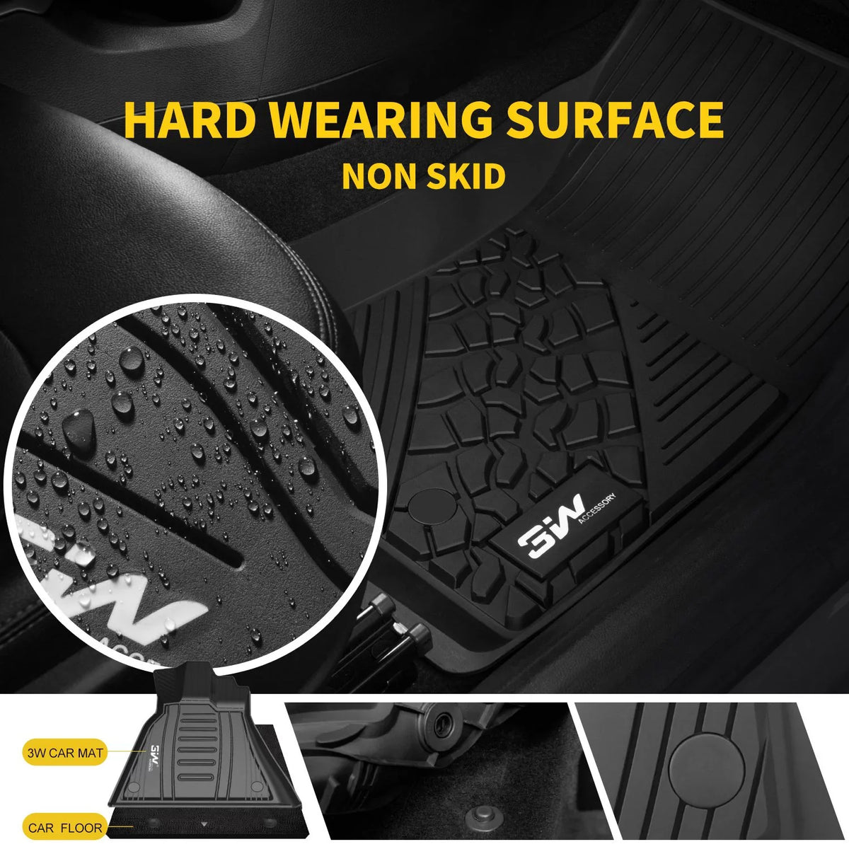 with Floor Compass Full 2017-2023 Weather Body Style (New Odorless Mats 3W All Liner and Rear for Rows 2 Floor TPE Only), Jeep Front Black seat Set