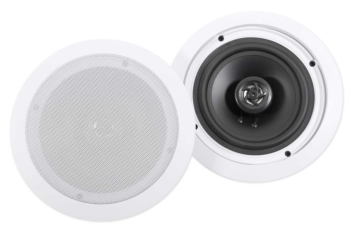 6.5" Receiver+(8) White LED Speakers Ceiling Theater Amp/Home Tube Rockville