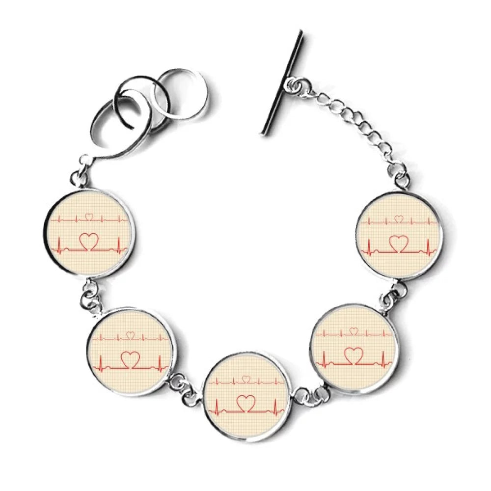 Jewelry Chain Design Heart Pattern Electrocardiogram Bangle Charm Bracelet