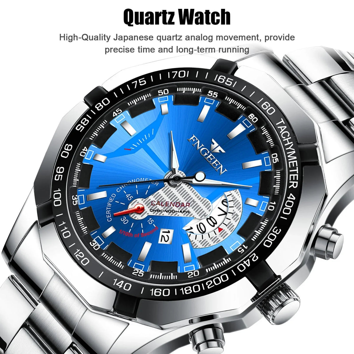 Luxury Men's Analog Quartz Wristwatch Stainless Waterproof Watch Classic Steel