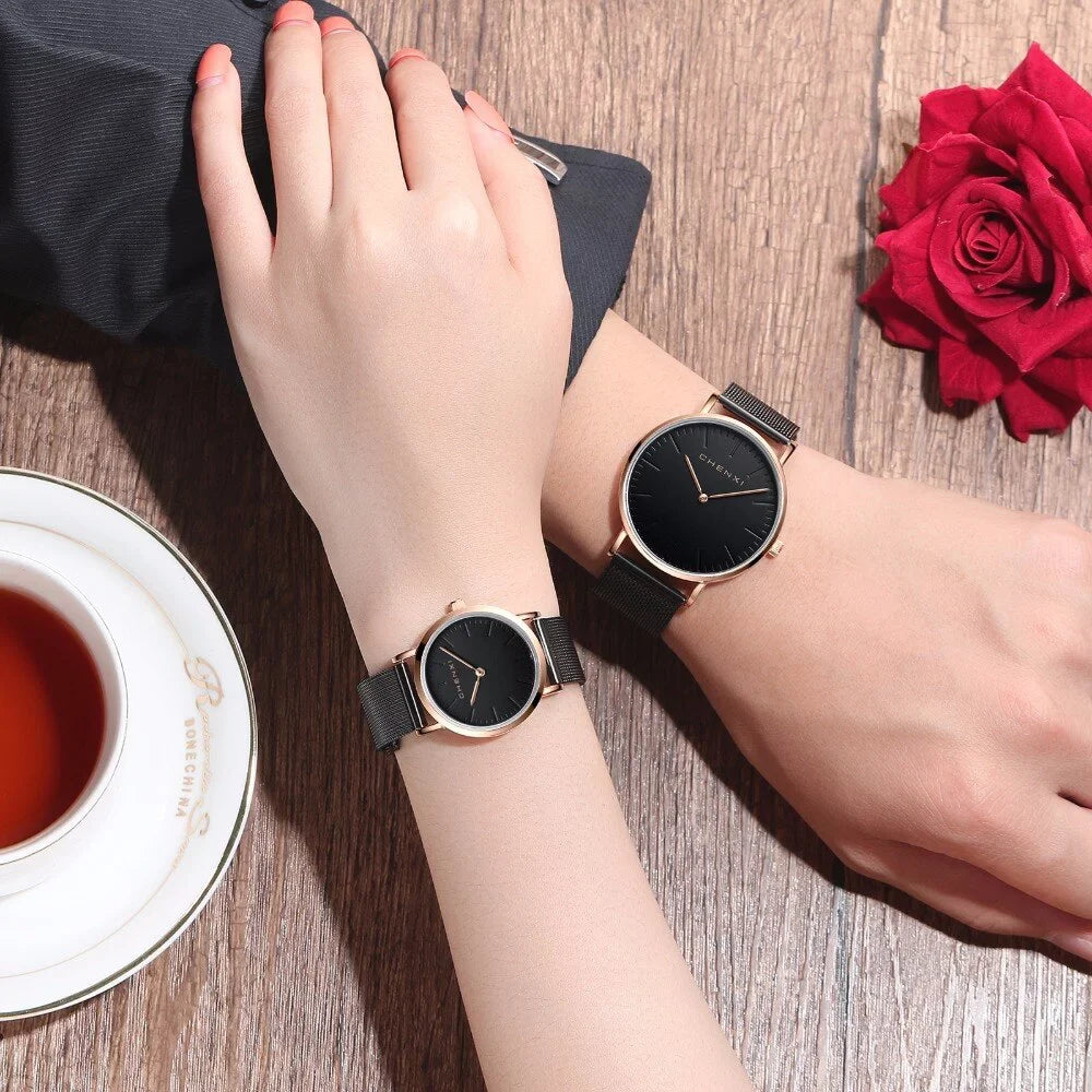 Watches Ladies Top Waterproof CHENXI Brand thin Quartz Fashion Lover Luxury Men Ultra Rose Watch gold Dress Woman Watch Elegant