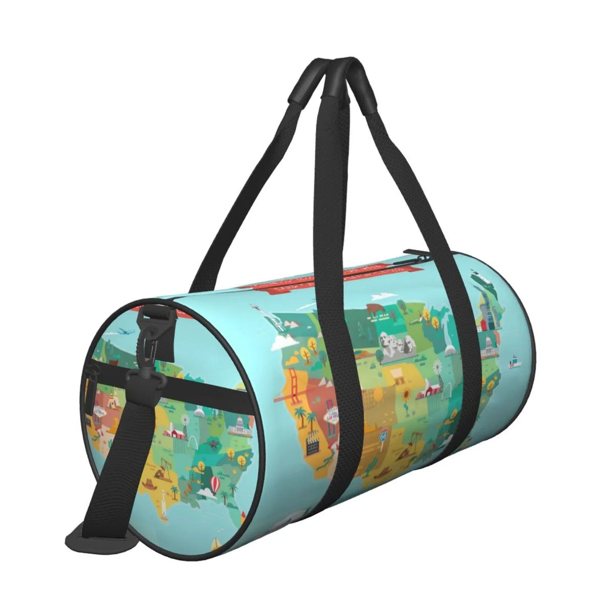 Large Bag with Sports Travel Luggage Bag USA Cylinder Pocket Map and Gym Capacity Tourist Waterproof Coaee Bag Compartment