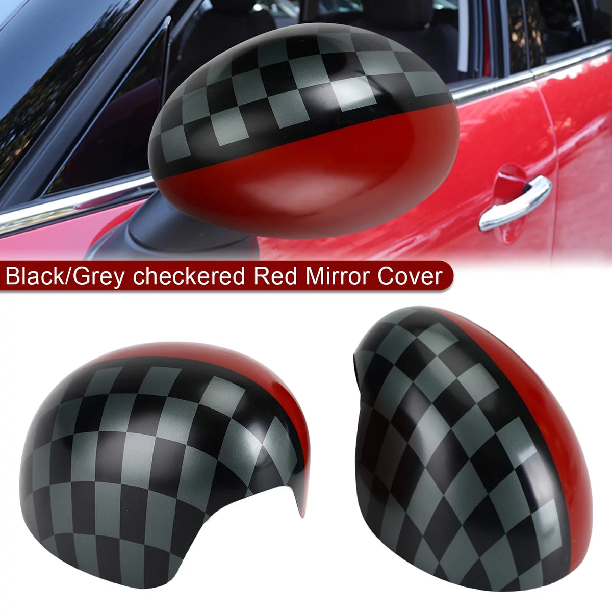 F56 Red Cooper for Mirror Hardtop MINI checkered Black/Grey F55 Cover