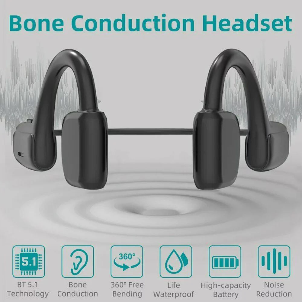 Earbuds Bone Bluetooth Sport Wireless Conduction Outdoor Headset Headphones 5.1