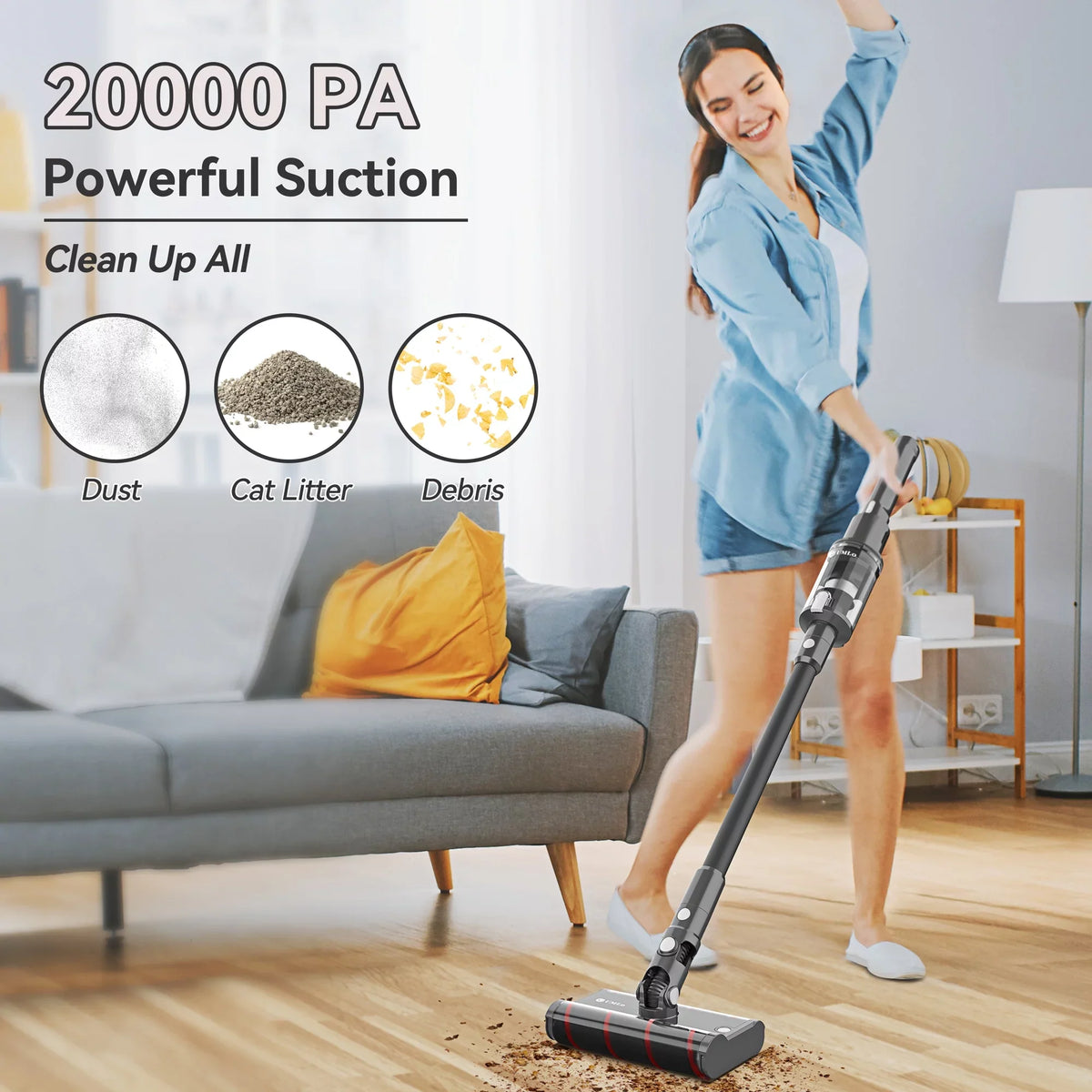 Runtime up Home Soft 40Mins 6-in-1 Vacuum Cleaner Hardwood Vacuum Vacuum,Lightweight Cordless Roller Floor Umlo Handheld 22kPa Powerful Cleaner Double Sofa Head, Car for Brush to Directional
