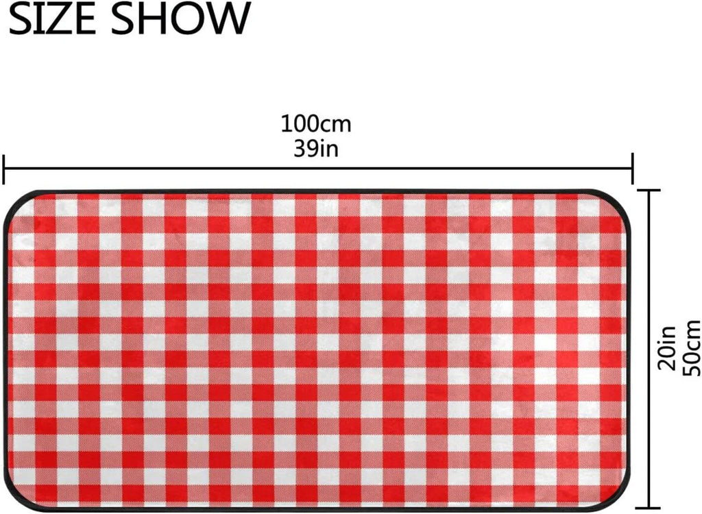20 Rug Washroom Anti-Fatigue Kitchen Non Kitchen Mat Slip Kitchen Mat Washable 39 Plaid Rug Bestwell Floor and Bedroom White inch x Red Waterproof Sink Comfort for
