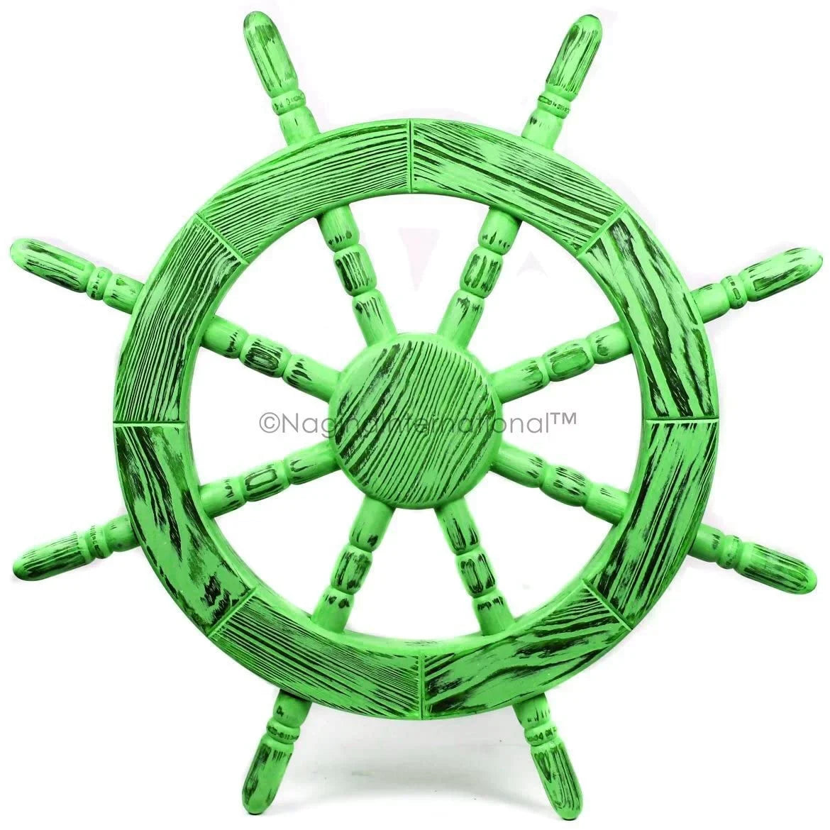 Wheel Nagina Nautical Antique | Beautiful Decor Ship Maritime Rustic International (16 Inches, Wall Wall Pine Exclusive Green) Decor Junky Handcrafted