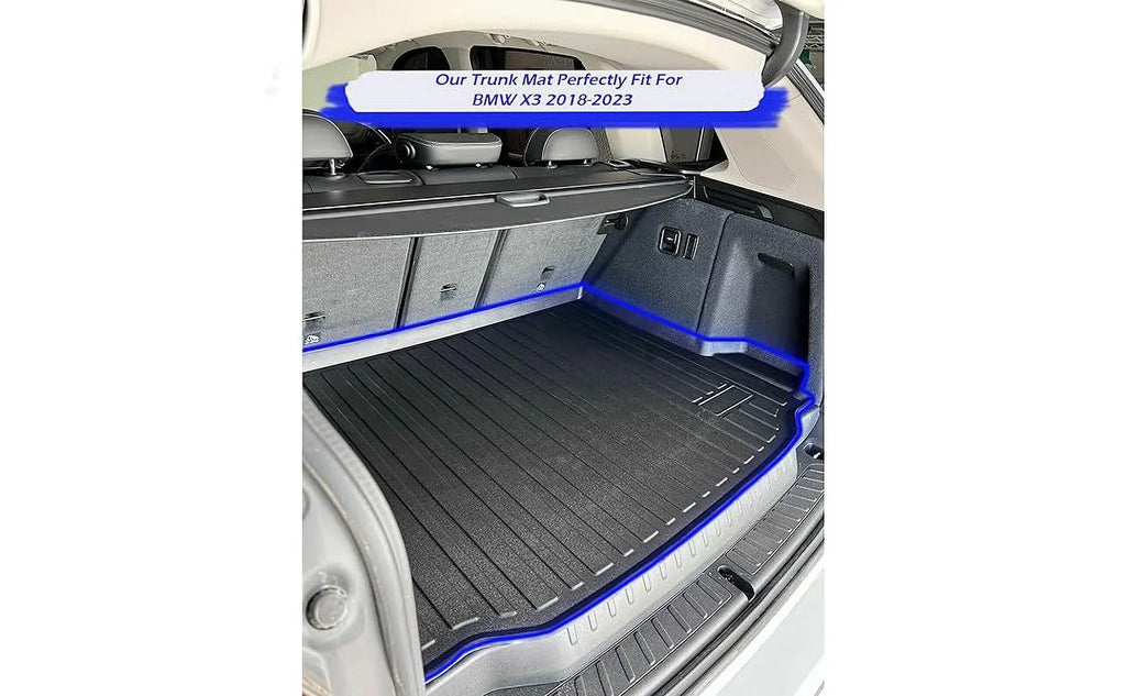 Pre-Cut Trunk Rubber Mat EA 2018-2024 Raised Weather-Resistant – Cars Car Cargo EACCESSORIES Non-Slip Trunk for with – Mat Mats Design – – to – Easy Lip Install X3 for BMW Trunk Liner Laser