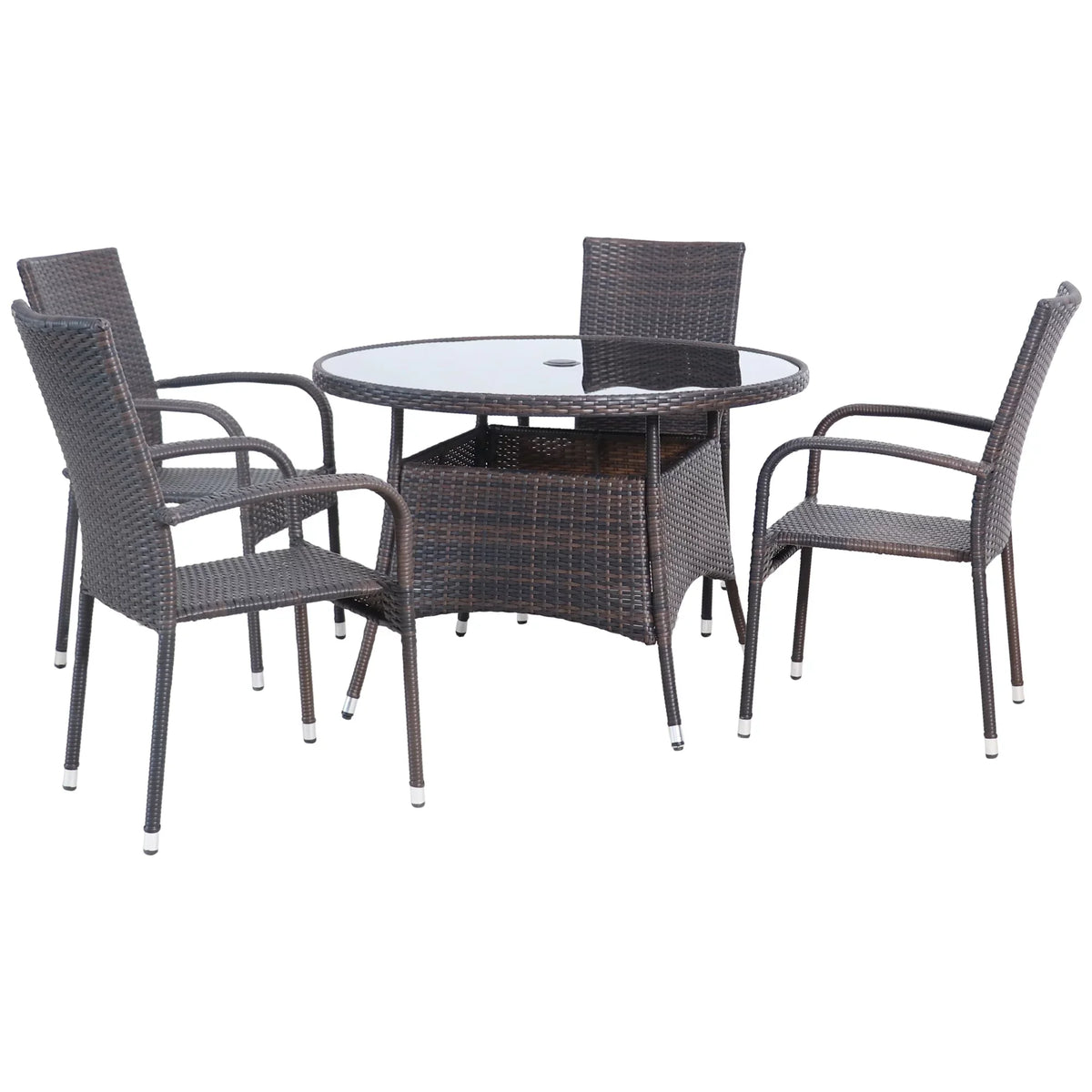 Woven Wicker Set 5-Piece Patio Venice Brown Northlight Dining Resin Outdoor
