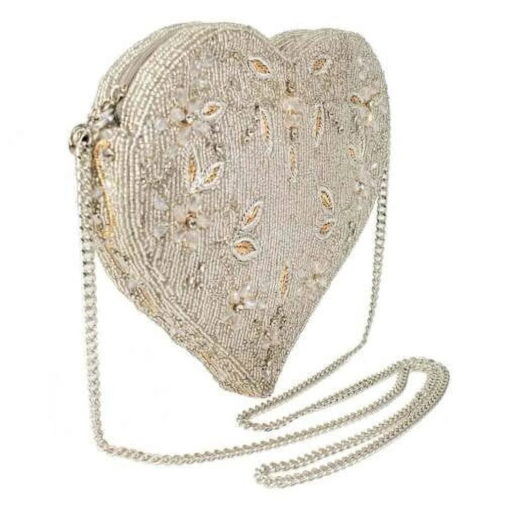 Crossbody Spark Handbag Love NEW Mary BAG of Beaded Heart spring Silver Frances