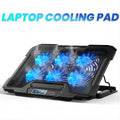 with Port Adjustable Gaming Notebook,2 Cooling & Cooler, Height Fan for Stand Laptop Cooling Cooling Pad Quiet Fans Laptop Laptop inch 6 Screen,Black 12-17.3 USB LCD