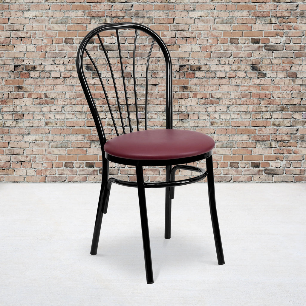 Fan Back Chair Flash - Burgundy HERCULES Series Metal Vinyl Seat Furniture