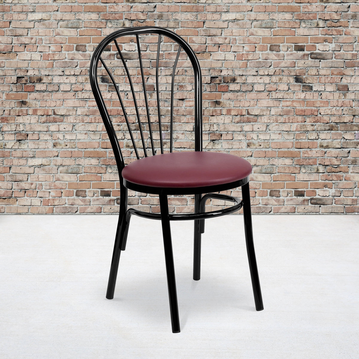 Fan Back Chair Flash - Burgundy HERCULES Series Metal Vinyl Seat Furniture