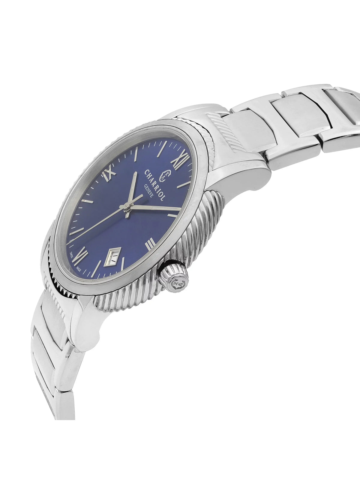 Quartz 40mm Watch P40S2.930.002 Mens Steel Stainless Blue Dial Charriol Parisii