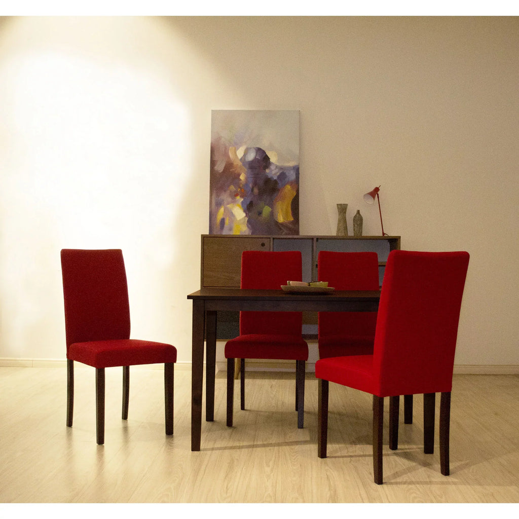 Tiffany of of Warehouse Set Chairs Shino 4 Crimson 39-inch Linen Dining