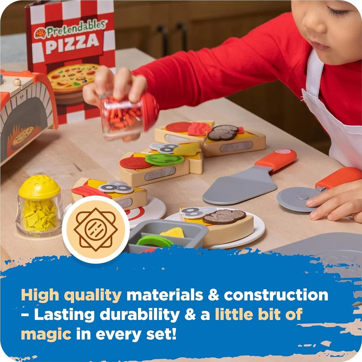 Pretendables Playset Pizza Fat Toys Brain with Pretend Storage, Oven Set - 3+ Backyard