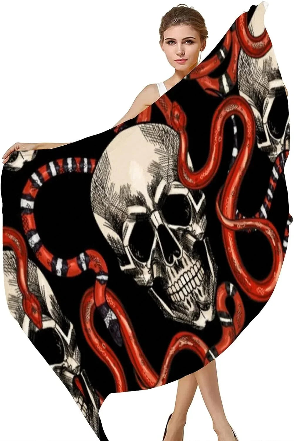 And Hyjoy for Neck Snakes Wrap Scarf Women Red Girls Silk Lightweight Skulls Shawl Scarves Long