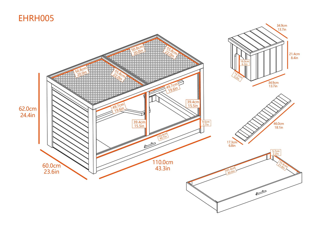 Grey Indoor Rabbit Hutch Park Habitat-Nantucket Jumbo Avenue ECOFLEX®