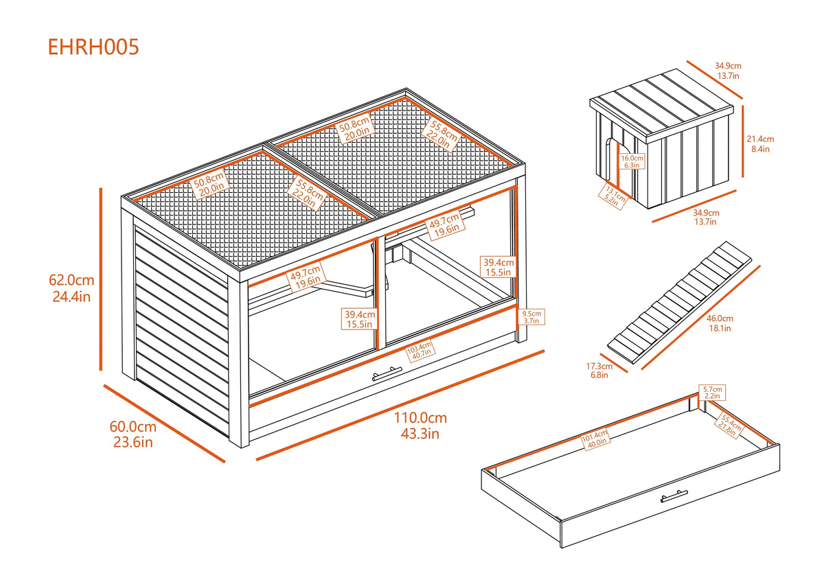 Grey Indoor Rabbit Hutch Park Habitat-Nantucket Jumbo Avenue ECOFLEX®