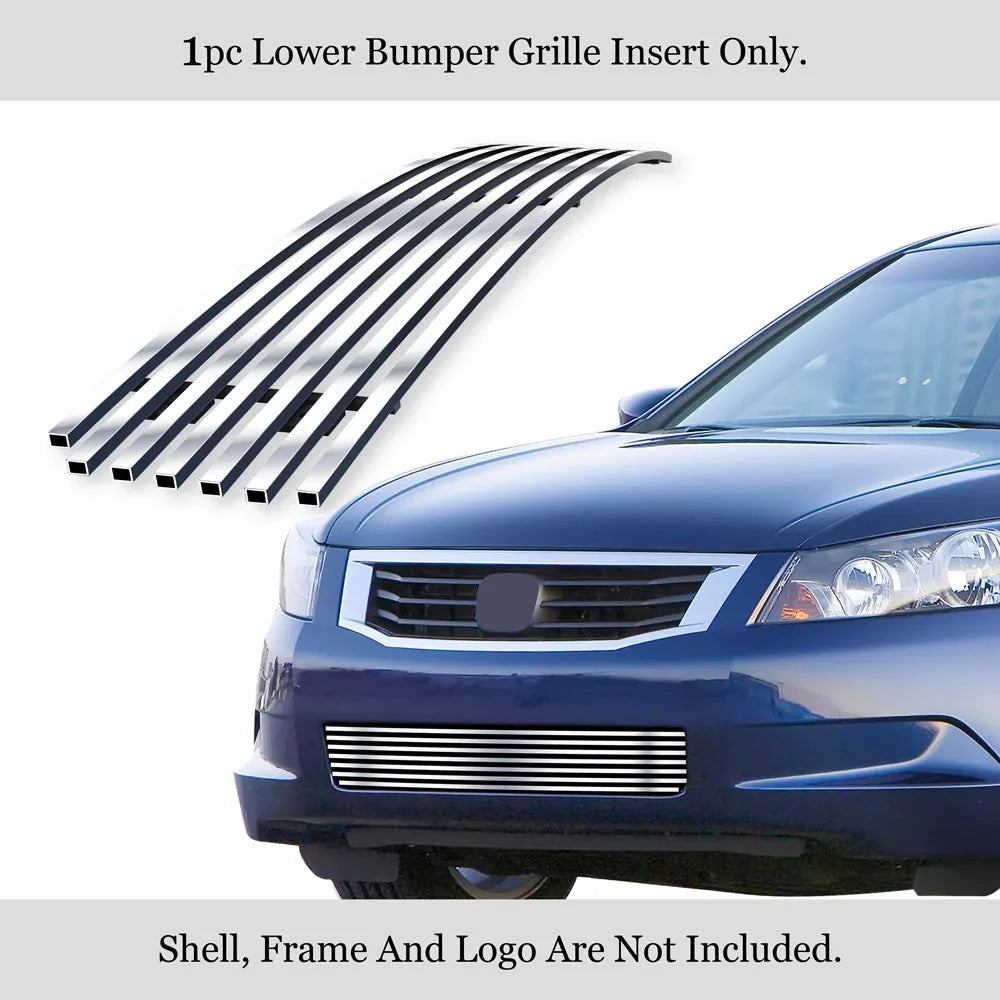 Premium Stainless N19-S09566H 2008-2010 Grille Sedan Lower Compatible Chrome with 8x6 Bumper Steel Accord Honda Billet APS