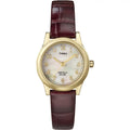 Essex Leather Timex Dress Avenue Watch, 25mm Gold/Burgundy/MOP Strap Women's