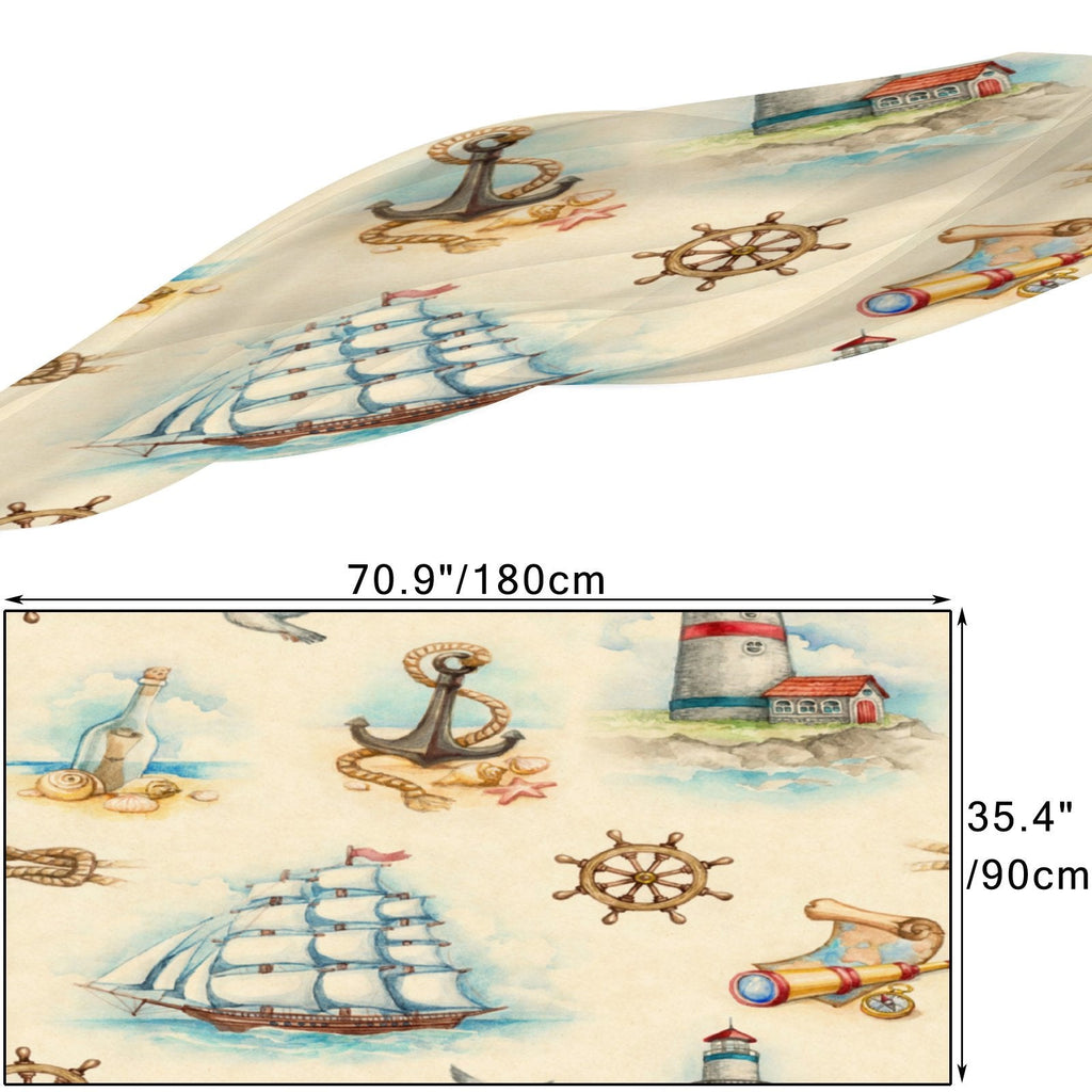 Wraps Oblong Nautical Silk Shawls Headscarf Long Women Gift Packed Sunscreen FREEAMG Large Wraps for Neck Watercolor Hair Scarf