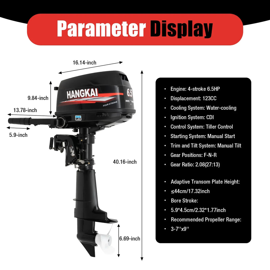 Cylinder Ignition Max Motor Cooling System Water Single 6.5HP 6000r/min 123CC with Duty & Outboard Boat Anqidi Engine Stroke 4 CDI Control Tiller Heavy
