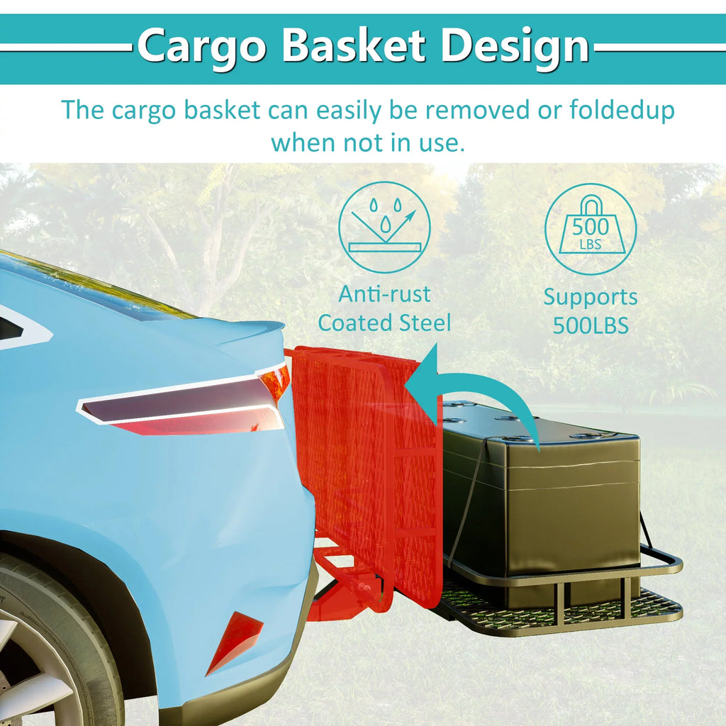 500 Cargo Truck x 60" 6" Basket Car Hitched Mounted lb a Trailer, SUV Black 24" Folding Capacity with x for