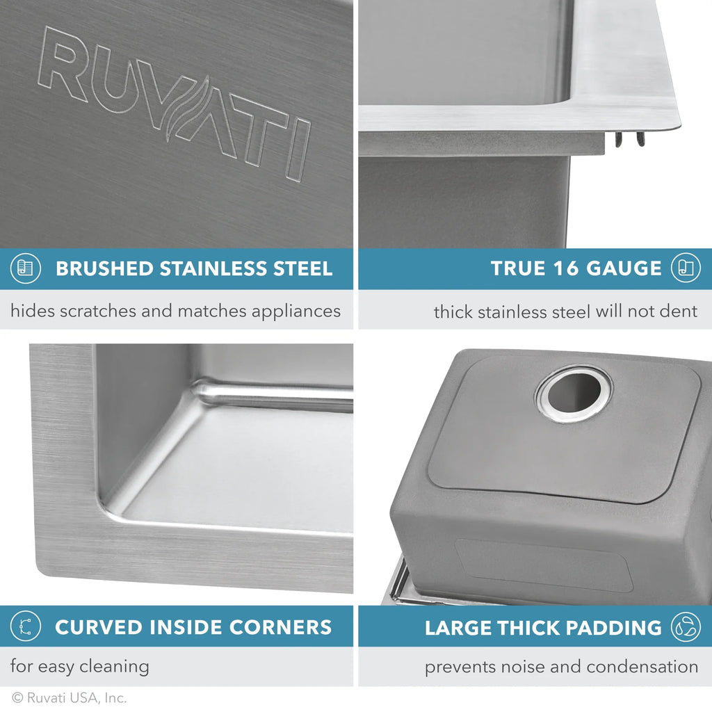 Topmount 22 x Ruvati 16 Gauge Kitchen Drop-in RVM5176 inch 33 Sink