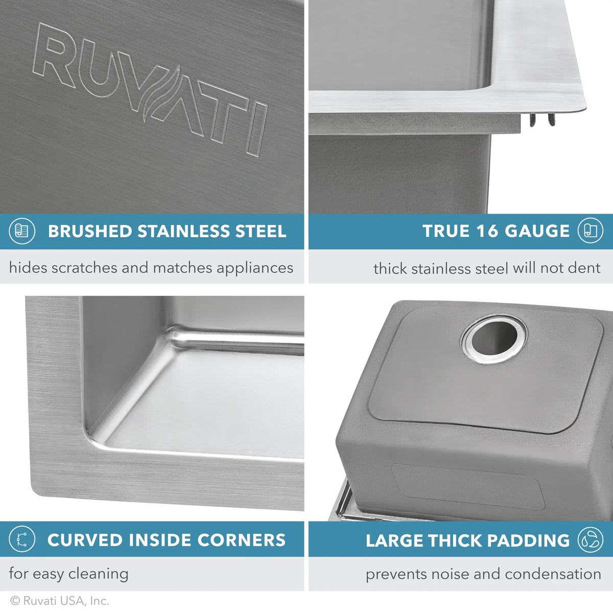 Topmount 22 x Ruvati 16 Gauge Kitchen Drop-in RVM5176 inch 33 Sink