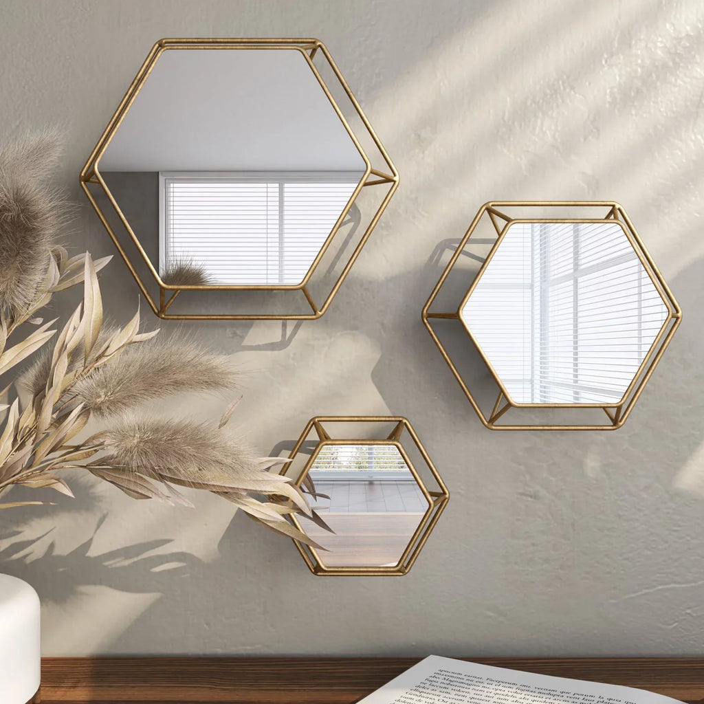 3) Wall Shanton Aspire of Brass(Set Mirrors Hexagonal by
