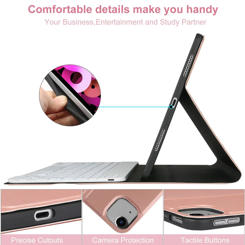 Kvago Keyboard 2022 Bluetooth Apple Built-in Keyboard 5th iPad iPad Case for Holder Pencil Pink Air Gen