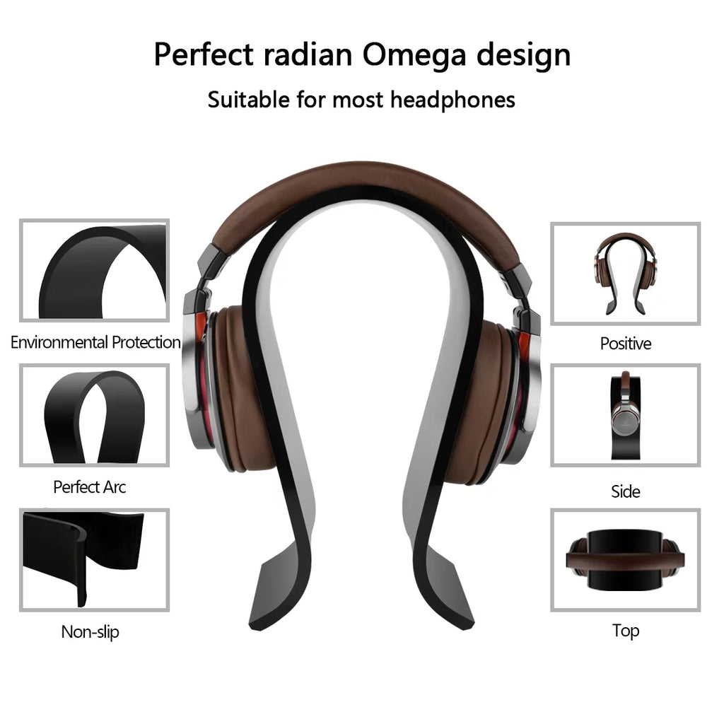 Acrylic Stand Headset Headphones, Compatible Geekria Display for Hanger JVC, Sennheiser, Olufsen Headsets Stand, Bang Philips, Omega with Gaming Desk & Over-Ear (Black) Headphone Sony, AKG,