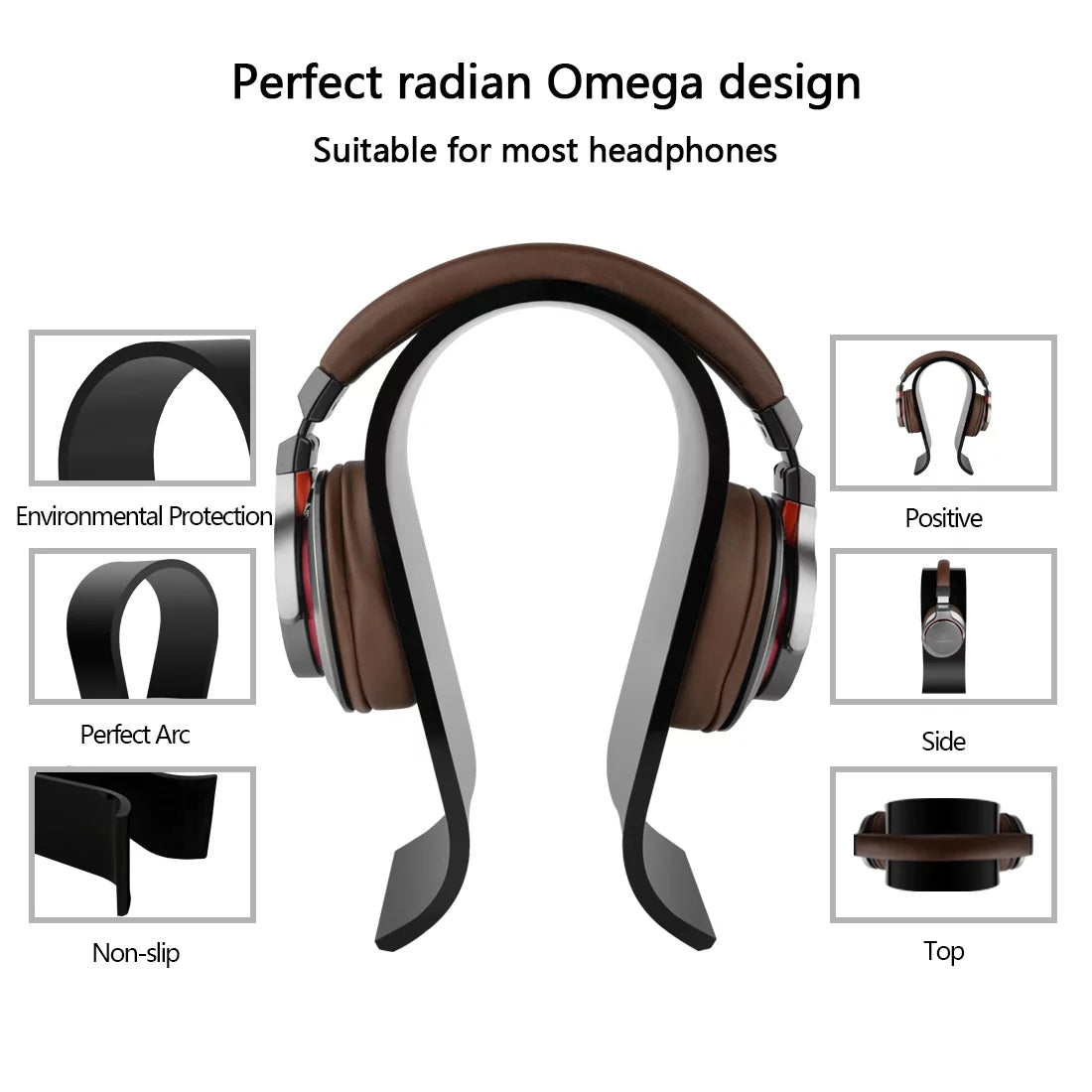 Acrylic Stand Headset Headphones, Compatible Geekria Display for Hanger JVC, Sennheiser, Olufsen Headsets Stand, Bang Philips, Omega with Gaming Desk & Over-Ear (Black) Headphone Sony, AKG,