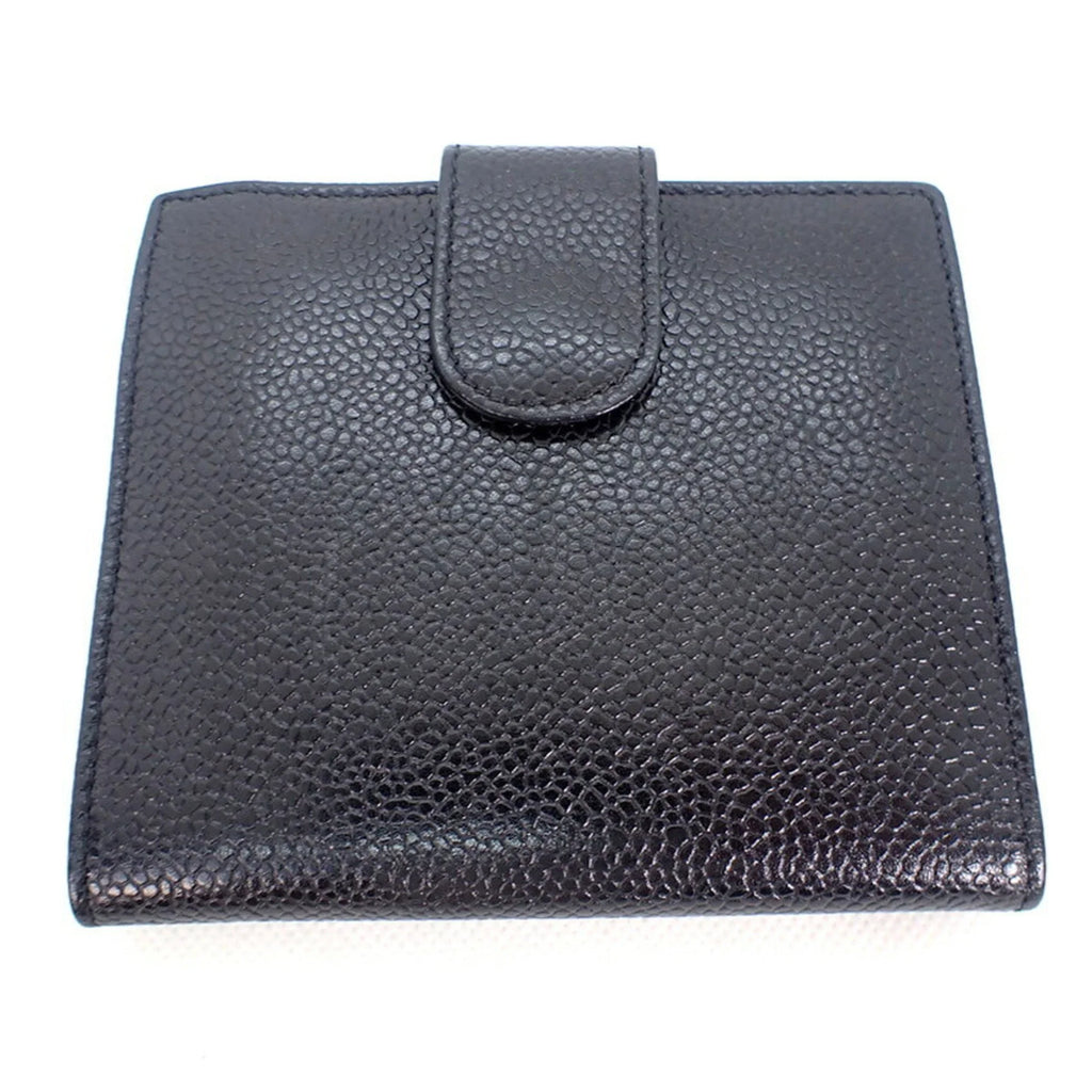 Pre-Owned Chanel skin caviar black CHANEL trifold wallet (Good)