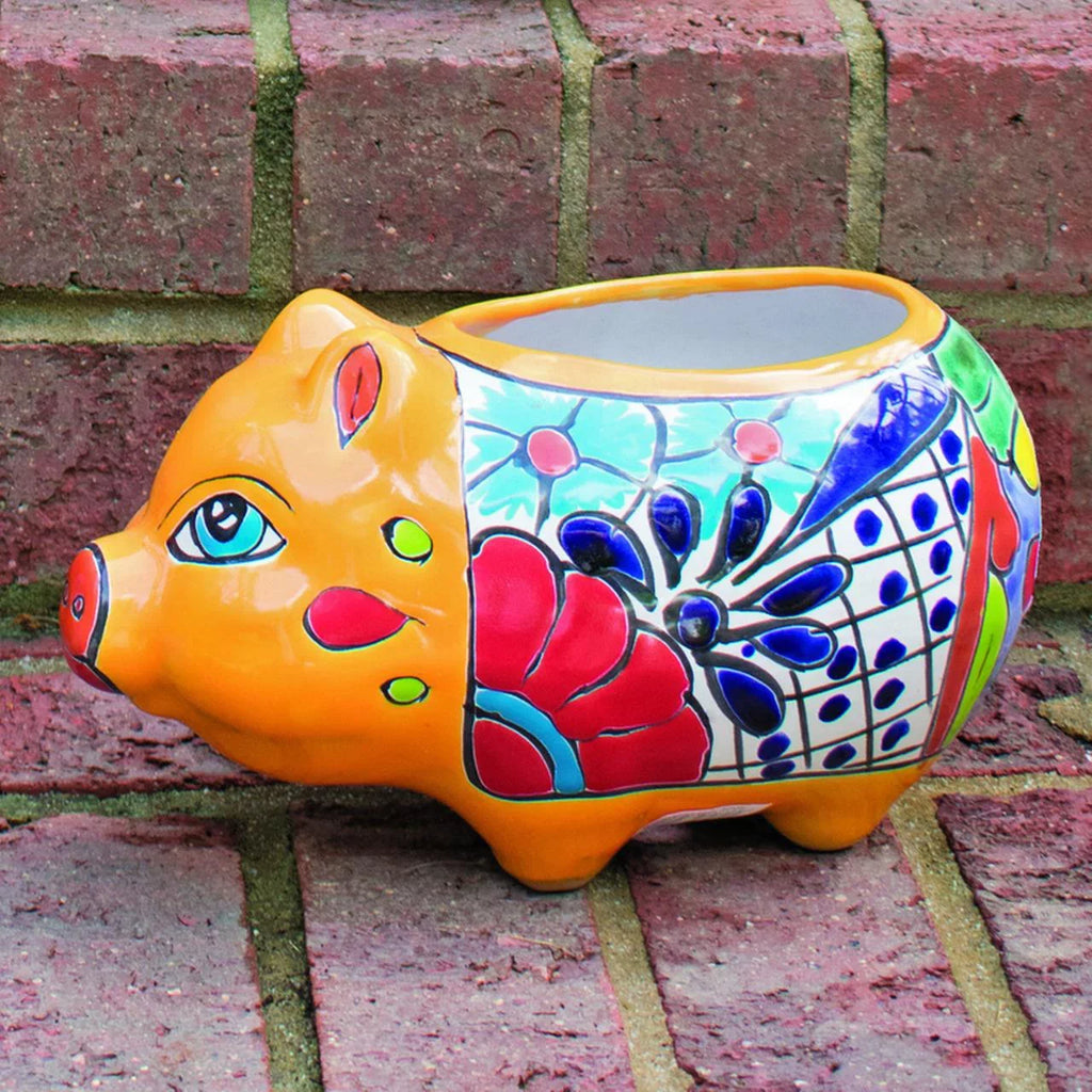 in. Ceramic H Multicolored 9 in. Avera Talavera Products Pig 6 Planter X W