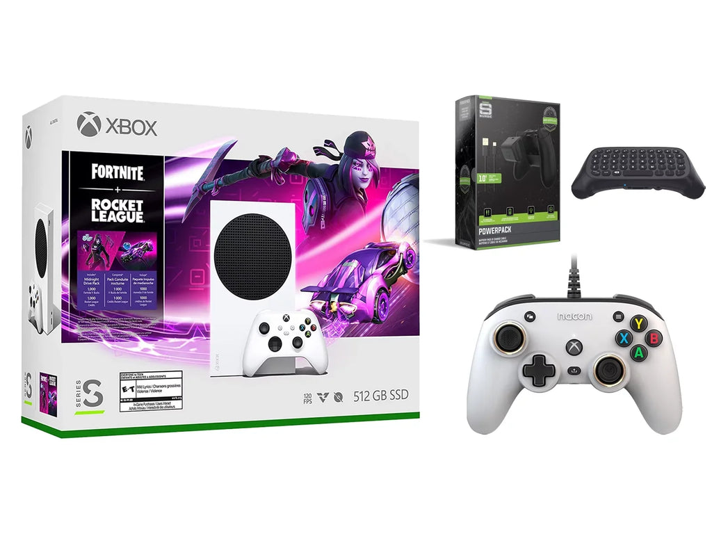 Keypad White League PRO Console Wireless Rocket Cable/Battery Controller, S and Charge Compact Series Fortnite with Controller Xbox Microsoft