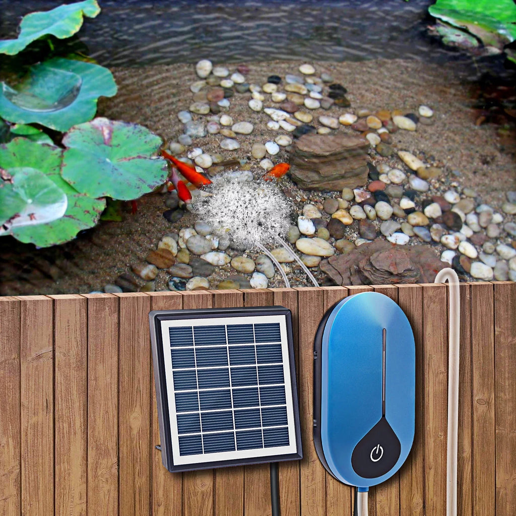 Pump Aerator IUPPA Fountain,Air Tank Fish Aerator Solar Air Airpump Mini Air Tank 1.5W Stone Air Pond Pipe Pond Aerator Pump Washboa Fish Round Dadypet Aerator Pump Bubble Pond Solar boa Aerator