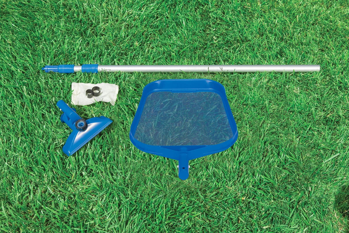 10' 30" and Ground INTEX Maintenance Swimming Prism Pool x Frame Kit Above