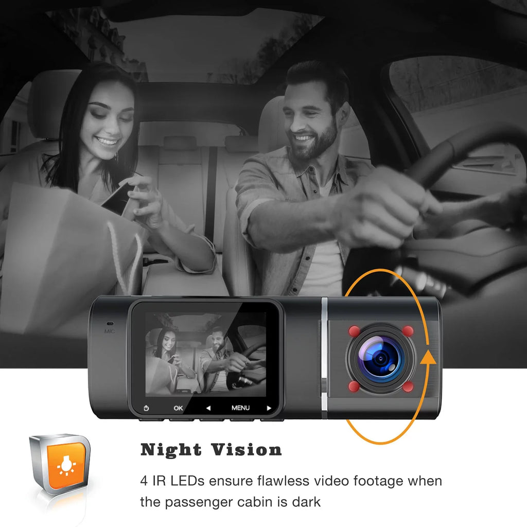 Camera Black Car Night and Vision Cam Front TOGUARD FHD Dash 1080P 720P HD Inside, IR