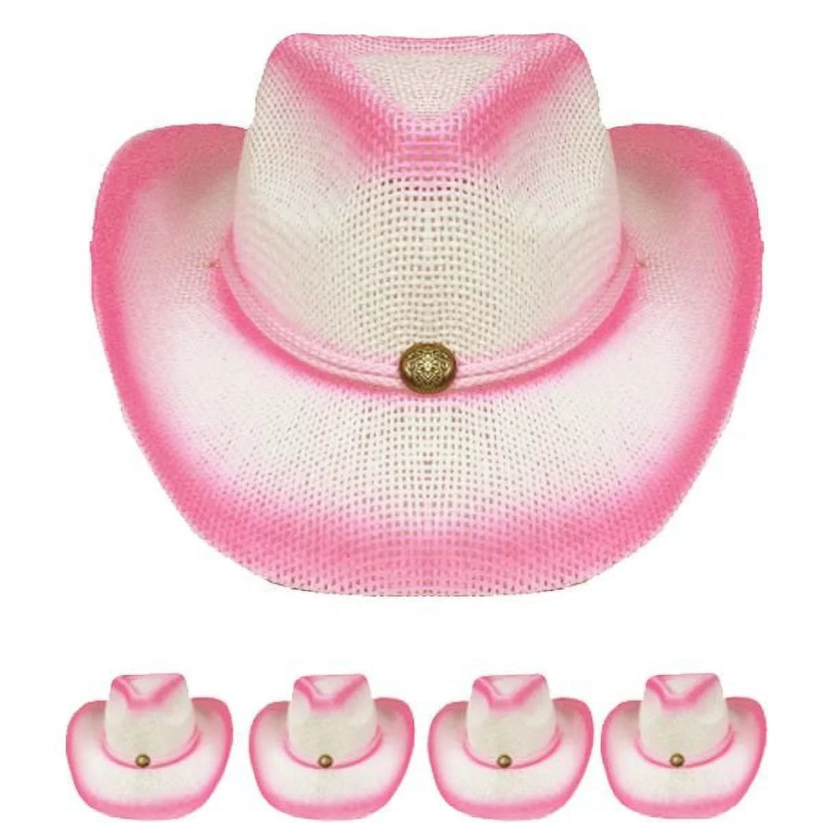 Hat OMBRE Summer Gardening WESTERN KIDS PINK Beach Cowboy Girls Cowgirl