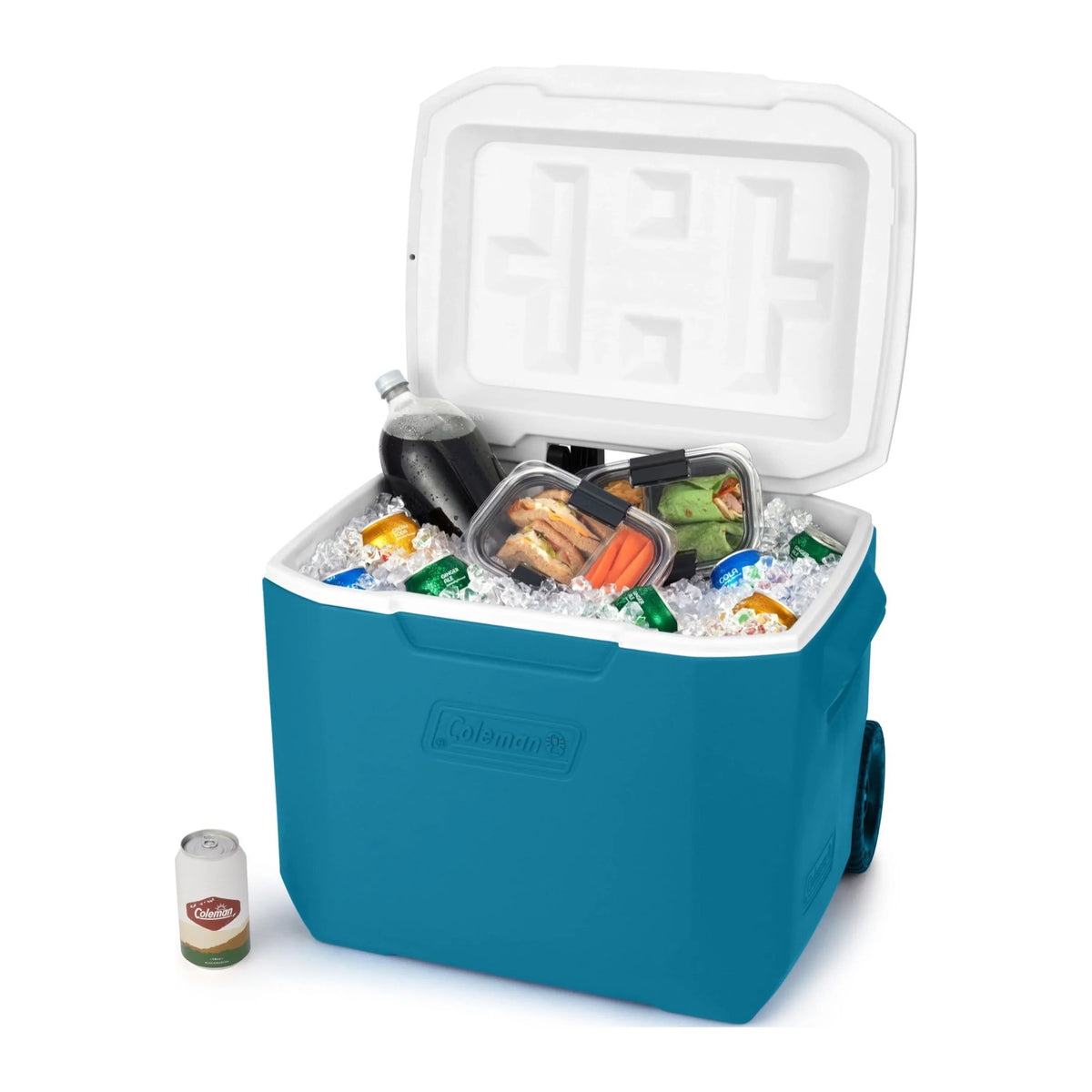 with Wheels, Ocean Cooler Hard Coleman 60QT Blue Chiller