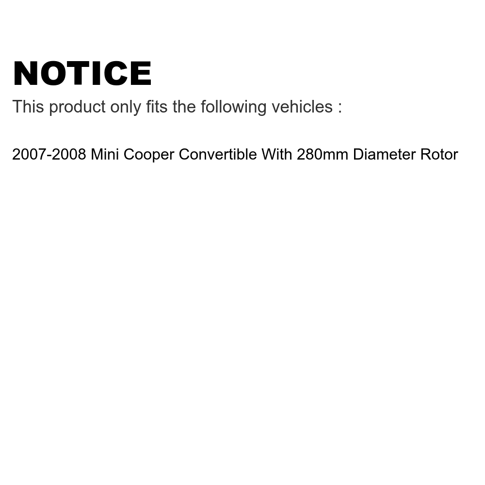 Semi-Metallic Diameter Pads Auto KGS-102310 With Coated Cooper Transit Brake Rear Rotors Disc 2007-2008 For Convertible Rotor - Kit And 280mm Mini